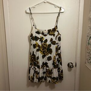 Urban Outfitters White Dress with Yellow and Brown Floral Design
